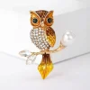 broches double hibou tendance, strass, badge, oiseau, animal, fête, costume décontracté, badge de décoration pour femmes, cadeaux de corsage