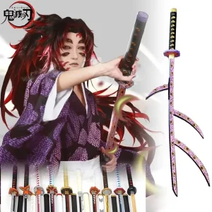 Épée à lame Demon Slayer Kokushibo Katana Kimetsu No Yaiba, accessoire de Cosplay Anime, taille réelle, jouet sabre de samouraï japonais Katana samouraï, 104cm
