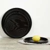 plateau de service rond multifonctionnel, plateau à thé noir en bois, assiette alimentaire japonaise, café