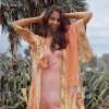ayualin imprimé fleuri kimono cardigan longue blouse fer femmes nager couvrir été 2025 boho caftan plage femme blouses robes