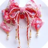 accessoires pour cheveux avec nœud papillon rétro, style japonais, couvre chef à fleurs hanfu, pinces à cheveux à pampilles pour filles, style chinois
