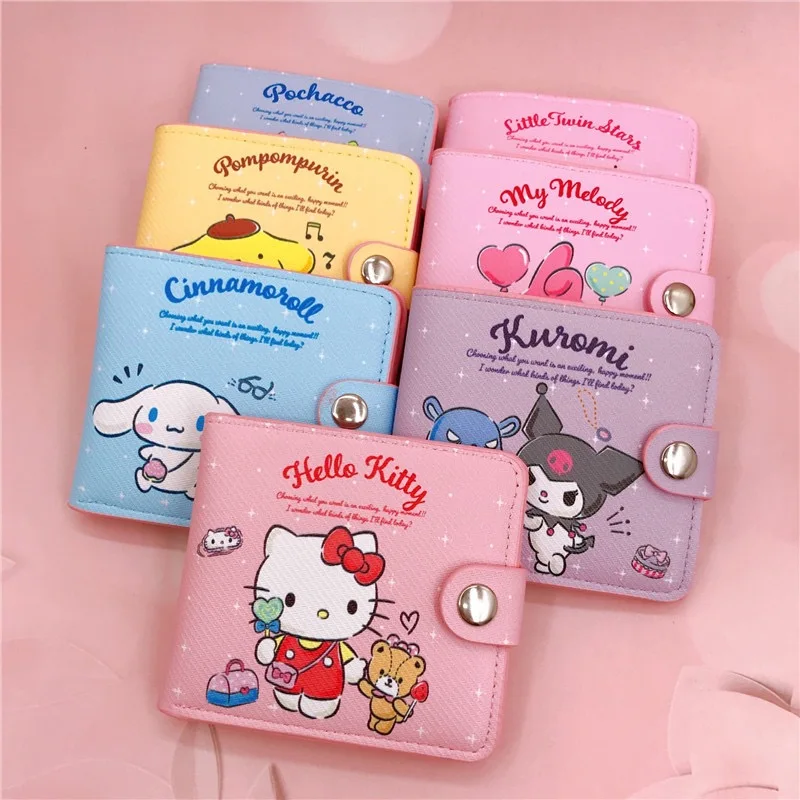sanrio hello kitty cannelle ma mélodie kuromi nouveau pu sac d'argent décontracté porte monnaie paquet de cartes portefeuille avec boutons sanrio hello kitty cannelle ma mélodie kuromi nouveau pu sac d'argent décontracté porte monnaie paquet de cartes portefeuille avec boutons 