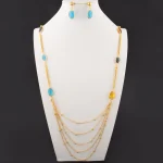 Ensembles de colliers indiens de mariée, longues chaînes en acier inoxydable plaqué or 24 carats pour femmes, nouvelles chaînes de clavicule pour filles, cadeaux de vacances