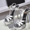 sandales à plateforme en cuir brillant pour femmes, chaussures ouvertes parker, sangle de rinçage, talons hauts pour dames, motif pierre, sexy, élégantes, chaussures de luxe