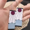 anime tanjiro boucles d'oreilles pendantes anime démon hanafuda slayer oreille pince goutte longue oreille bijoux cosplay accessoires cadeau