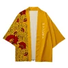 cardigan kimono rouge pour homme et femme, veste à motif de vague japonaise haori, vêtements traditionnels