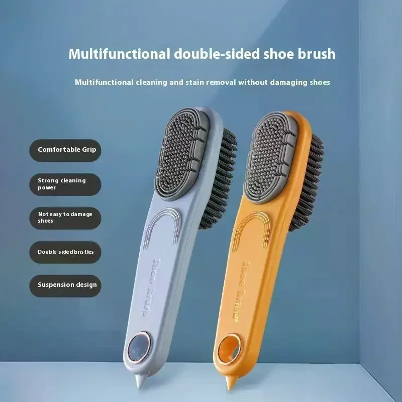 brosse à chaussures double face, brosse de nettoyage à poils souples, tête de brosse en silicone, brosse à long manche pour vêtements et chaussures, outils de nettoyage ménager brosse à chaussures double face, brosse de nettoyage à poils souples, tête de brosse en silicone, brosse à long manche pour vêtements et chaussures, outils de nettoyage ménager