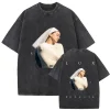 Harajuku Vintage Clothing  Vintage Washed Rosalia Lux Tour 2025 T Shirt Harajuku Aesthetic Oversized T-shirts Unisex