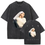 Harajuku Vintage Clothing  Vintage Washed Rosalia Lux Tour 2025 T Shirt Harajuku Aesthetic Oversized T-shirts Unisex