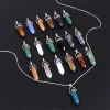 Pendentif hexagonal en pierre naturelle Reiki, pendentif en cristal, Lapis Lazuli, opale, bijoux de mode bricolage, colliers de la présidence de l&rsquo;exécutif, 5 pièces