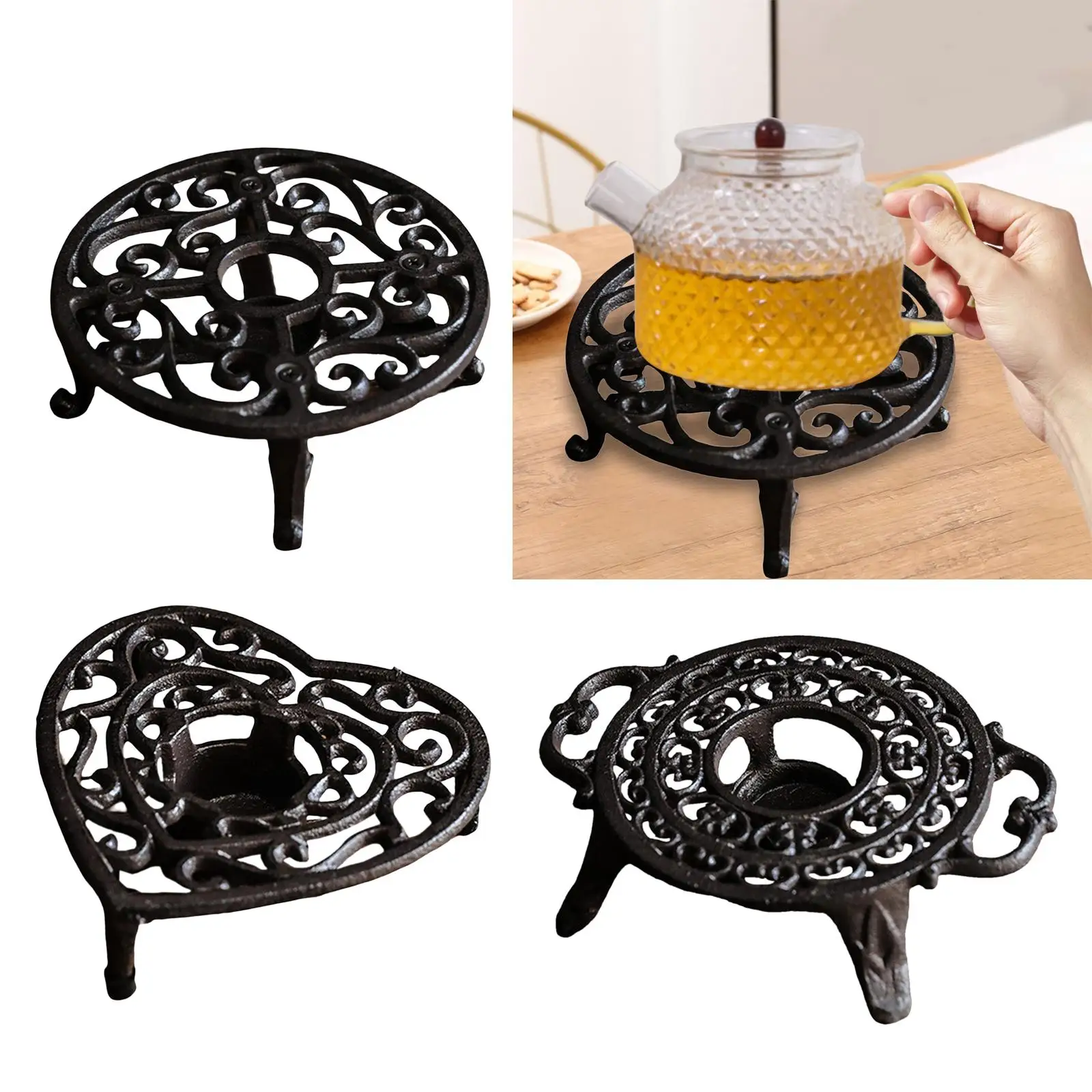 chauffe théière en fonte rustique, ornement décoratif avec bougeoir, plat en métal, standard, fête de mariage, bar, cour, cour chauffe théière en fonte rustique, ornement décoratif avec bougeoir, plat en métal, standard, fête de mariage, bar, cour, cour