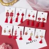 boucles d'oreilles chat porte bonheur pour filles, bijoux à la mode pour femmes, boucles d'oreilles à nœud chinois, style chinois