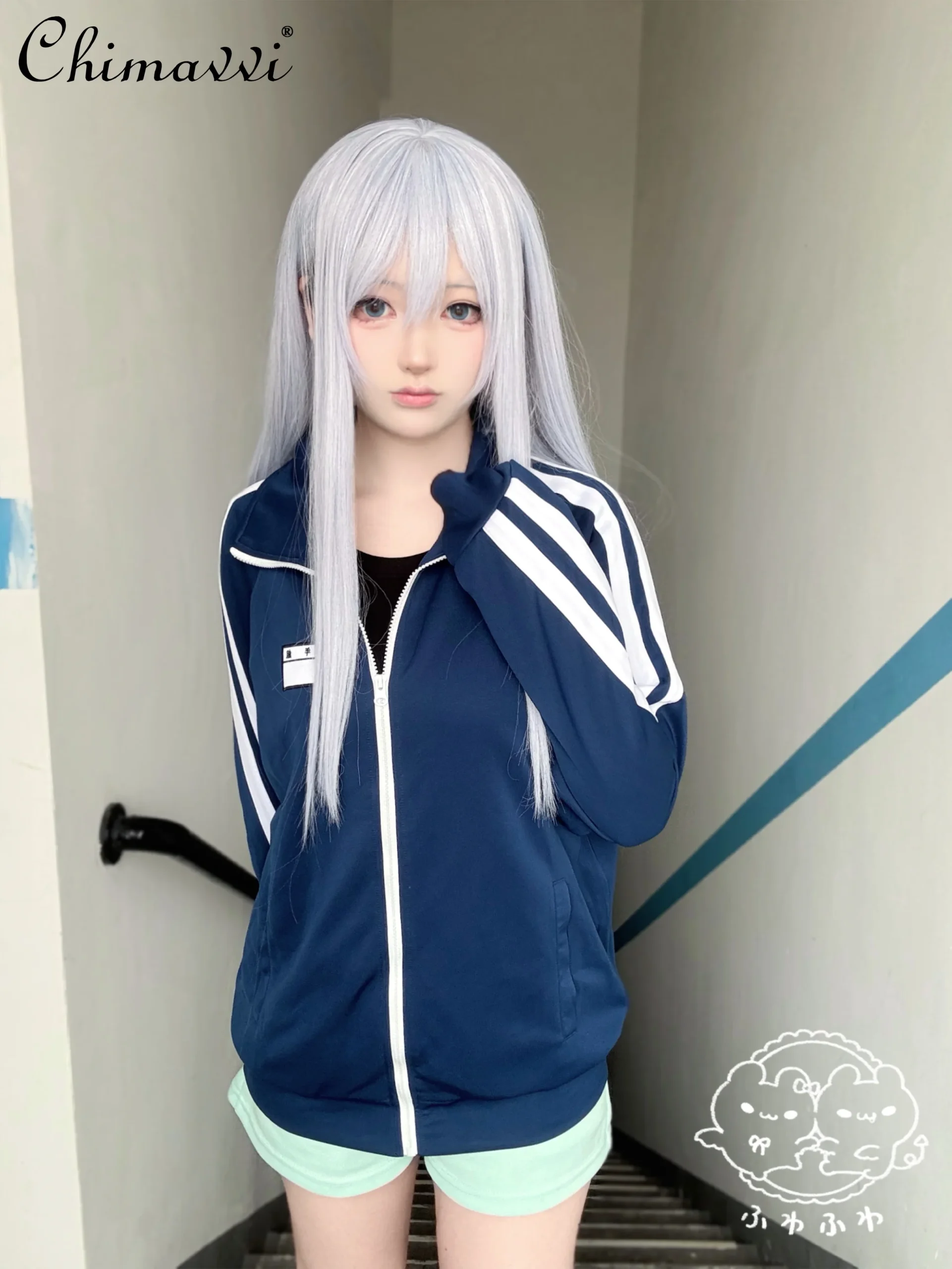 ensemble de style sport japonais mignon, nouvelle mode automne 2021, manteau ample à manches longues + short, ensemble deux pièces pour étudiantes y2k, tenues pour filles ensemble de style sport japonais mignon, nouvelle mode automne 2021, manteau ample à manches longues + short, ensemble deux pièces pour étudiantes y2k, tenues pour filles