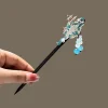 Épingles à cheveux à pampilles de style cour chinoise, baguettes en bois de fleur de magnolia exquise, accessoires hanfu anciens, épingles à cheveux florales