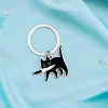 porte clés chat de dessin animé mignon, pendentif couteau chaton noir pour clés, sac, bijoux, vente en gros, cadeau porte clés animal