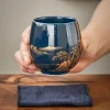 bol à thé et tasse en céramique simple de style japonais peint à la main de 180ml pour le thé de l'après midi à la maison, grande tasse à thé en céramique, service à thé à une tasse