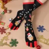 Chaussettes de noël à cinq orteils pour femmes, chaussettes d&rsquo;hiver à motif Animal, extensibles et respirantes, à bout haut au genou, cadeau de vacances