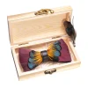 noeud papillon de mariage pour hommes classique bordeaux pré attaché noeud papillon broche boîte en bois ensemble pour spectacle de fête noeud papillon marié meilleur homme cadeau