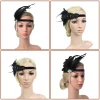 bande de sauna à paillettes en biscuits pour femmes et filles, noir, perlé, évasé, plume, vintage, fête, pièce, accessoires pour cheveux