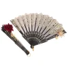 Éventail pliant en plastique de haute qualité, accessoires gothiques pour cour de photographie, lolita, dentelle, rose