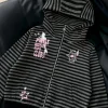 manteaux à capuche japonais pour femmes y2k, hauts pour femmes, couleur américaine vintage épissage avec vestes cardigan rétro épaisses, automne et hiver