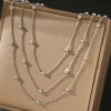 collier en acier inoxydable pour femmes, nouvelle atmosphère haut de gamme, perles délicates, chaîne multicouche en os, bijoux cadeaux de fête
