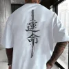 Mode d&rsquo;été japonais samouraï épée imprimer 100% pur coton hommes T-shirt quotidien Sports de plein air décontracté ample rue à manches courtes