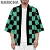cardigan kimono cosplay kamado tanjirou pour hommes et femmes, manteau haori japonais, kamade zezeko, veste de plage pour jeu de rôle animé