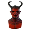 masque en latex de démon d'horreur pour halloween, jeu de rôle maléfique, cornes de bête, casque de spectacle, costume de fête de carnaval, masque accessoire pour adulte 2025
