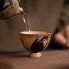 tasse à thé japonaise rétro vintage en céramique, tasse à thé chinoise kung fu hôte, tasse unique faite à la main, tasses de dessin animé de chat mignon, verres à thé