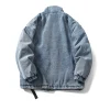 veste en jean rétro pour hommes, col montant, lettres imprimées, style japonais, automne hiver 2021, grandes poches avant, manteau ample à fermeture éclair