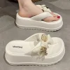 nouveau à la mode mignon dessin animé ours pantoufles été anti dérapant talon épais tongs chaussures doux pantoufles pour les femmes douche