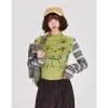 harajuku rayé t shirts femmes vintage streetwear imprimé patchwork culture hauts automne y2k grunge à manches longues mince conception t shirts nouveau