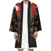 kimono de samouraï traditionnel japonais pour hommes yukata harajuku noir rouge rétro samouraï robe de jeu de rôle cardigan couverture extérieure
