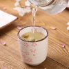 tasse sakura faite à la main, tasse à thé de style zen, yunomi en céramique japonaise avec fleur de cerisier