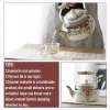 théière en acier émaillé avec poignée en céramique, bouilloire à thé florale colorée pour cuisinière, eau chaude, pas de sifflement, 2,5 l