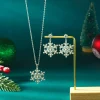 ensemble de bijoux de noël en alliage de zinc, pendentif en strass, boucles d'oreilles pendantes, collier flocon de neige coloré, quotidien