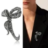 broches à nœud papillon en strass pour femmes, accessoires de manteau de tempérament vintage, cadeaux