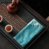 serviette de thé en peluche à motif paysage peint, boutique, chiffon d'eau absorbant, tissu épais, accessoires pour service à thé chinois