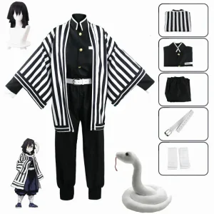 Anime Kimetsu No Yaiba Igflats Obanai Kimono Uniform, Pruik Cosplay, Halloween Feest Anime Kimetsu No Yaiba Igflats Obanai Kimono Uniform, Pruik Cosplay, Halloween Feest