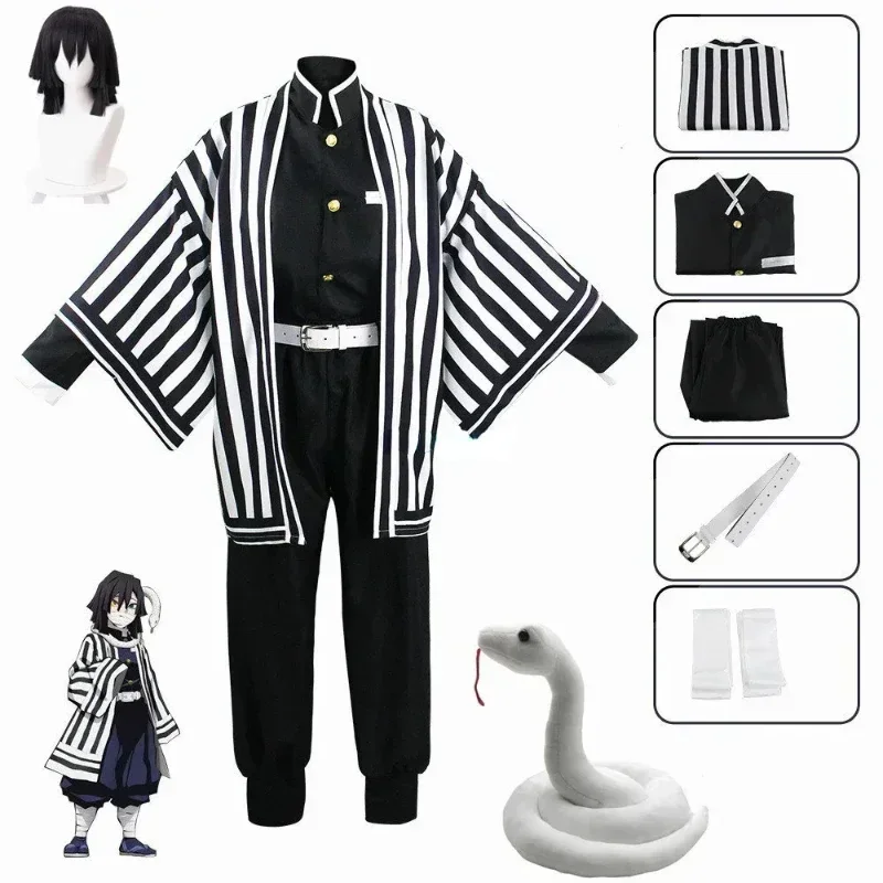 Anime Kimetsu No Yaiba Igflats Obanai Kimono Uniform, Pruik Cosplay, Halloween Feest Anime Kimetsu No Yaiba Igflats Obanai Kimono Uniform, Pruik Cosplay, Halloween Feest