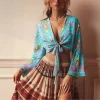 happie queens femmes sauvage floral 2025 plage été court kimono volants manches évasées vacances bohème bikini boho couvertures