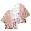 Kimono d&rsquo;été imprimé floral pour hommes et femmes, chemise hawaïenne de plage, Cardigan à la mode, motif prune, peignoirs Yukata Haori