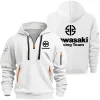 kawasaki logo moto course équipe hommes demi sweat à capuche avec fermeture éclair, printemps et automne vêtements de sport pour hommes 2025 nouveaux vêtements de sport