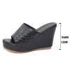 plate forme épaisse sandales à talons compensés femmes sexy peep orteil noir pu cuir tissage diapositives femme super haut talon anti dérapant sandalias mujer