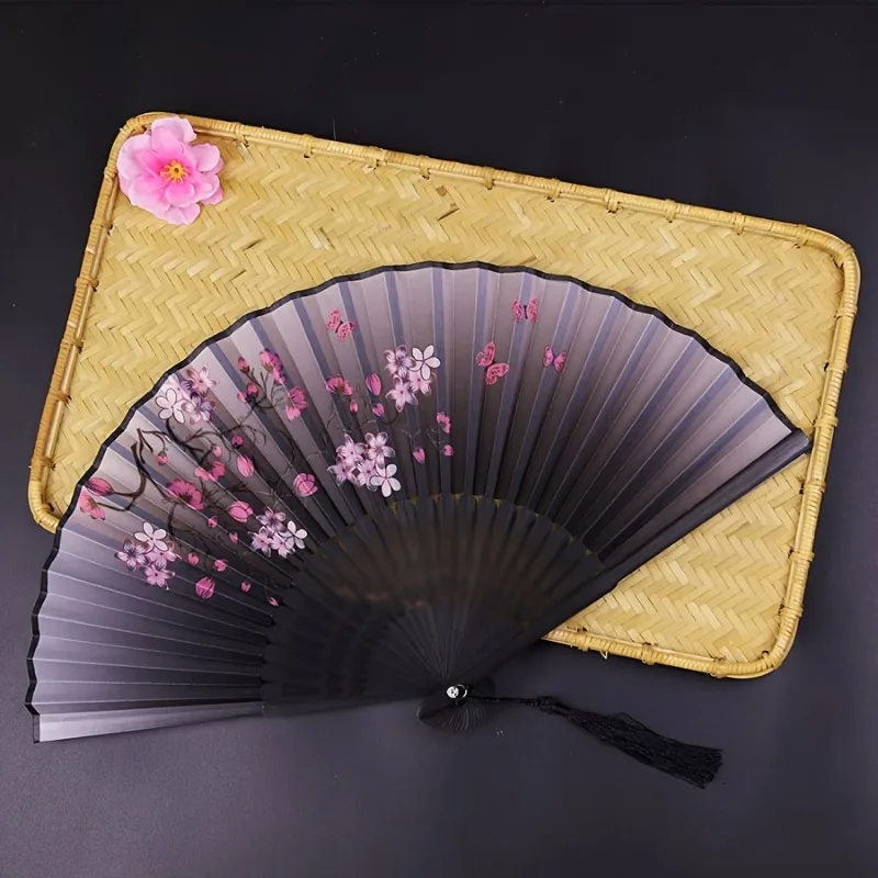 1 éventail de fleurs de cerisier florales vintage avec œuvres d'art roses et violettes, éventail à main portable léger pour la danse hanfu 1 éventail de fleurs de cerisier florales vintage avec œuvres d'art roses et violettes, éventail à main portable léger pour la danse hanfu
