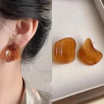 Boucles d&rsquo;oreilles rondes géométriques vintage pour dames, boucles d&rsquo;oreilles en résine acrylique, style européen et américain, bijoux de personnalité, cadeaux de mode