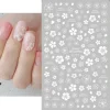 autocollants pour ongles 3d en fleurs de cerisier, pétales de fleurs blanches, décalcomanies pour nail art, design de mariage élégant, décor coulissant de manucure sakura de printemps