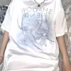 japonais blanc femme t shirts 2025 blusas mujer de moda à manches courtes graffiti surdimensionné hauts mode t shirt vêtements pour adolescents