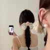 pince à cheveux rose en tissu, petite fleur fragmentée, queue de cheval, nœud doux et mignon, pièce de sauna